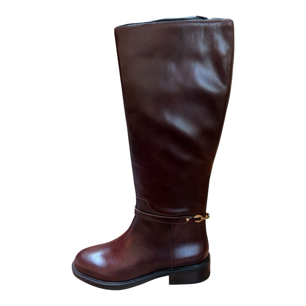 Vince Camuto Adria Womens Riding Boots Sz 8 Dark Brown Leather Knee High Zip